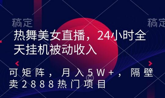 热舞美女直播24小时挂机被动收入项目，月入5W+-无双副业