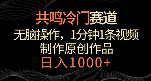 共鸣冷门赛道轻松赚钱，一分钟视频日入1000+-无双副业