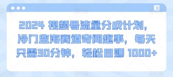 2024视频号流量分成计划，冷门赛道轻松日赚1000+-无双副业