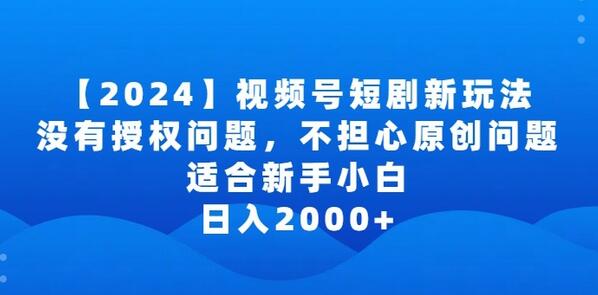2024视频号短剧推广玩法，新手小白日入2000+-无双副业