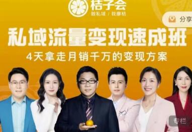 桔子会私域流量变现速成班，4天掌握月销千万方案-无双副业