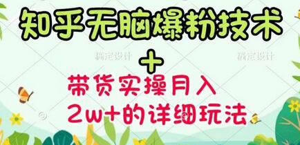 知乎无脑爆粉技术与图文带货月入2W+玩法-无双副业