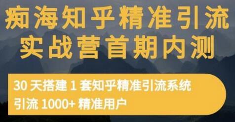 痴海知乎精准引流实战营，30天搭建知乎引流系统，引流1000+精准用户-无双副业