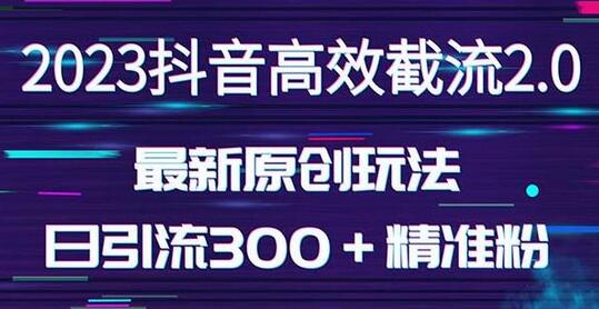 独家抖音高效截流2.0玩法，日引300+创业粉-无双副业