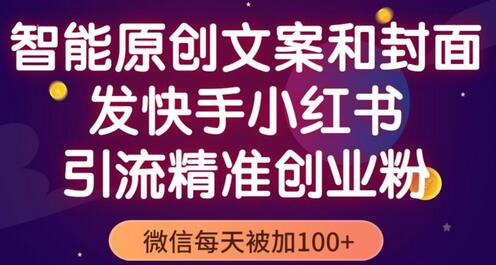 智能原创封面与创业文案，快手小红书引流精准创业粉，微信每天被加100+-无双副业