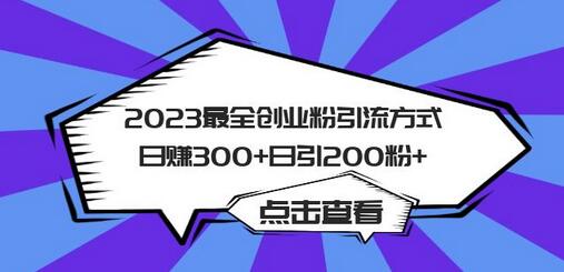 2023年最全创业粉引流方法，日赚300+日引200粉-无双副业