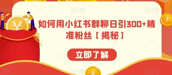 小红书群聊日引300+精准粉丝技巧-无双副业