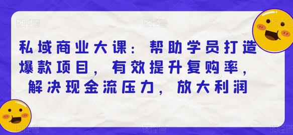 私域商业大课：打造爆款项目，提升复购率与利润-无双副业