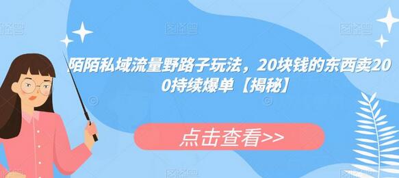 陌陌私域流量高利润玩法，20元产品卖200元持续爆单-无双副业