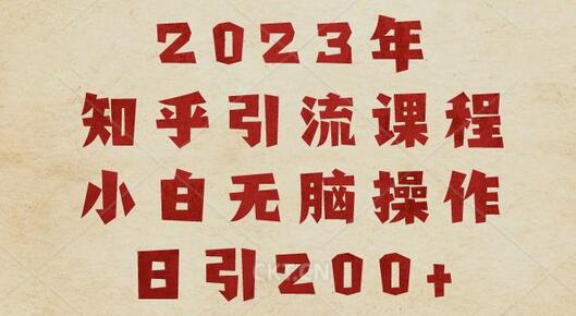 2023知乎引流课程，小白轻松日引200+流量-无双副业