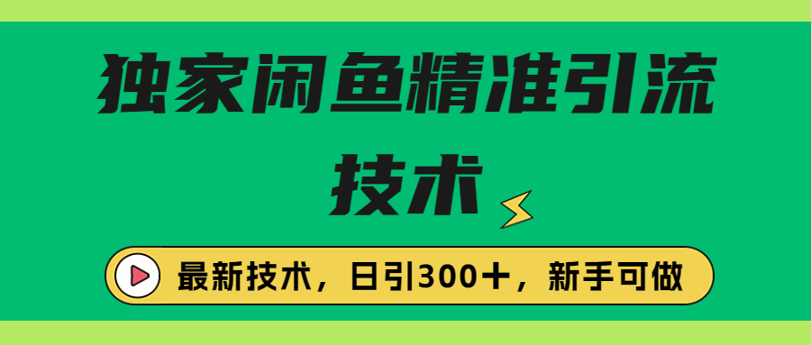 独家闲鱼引流技术，日引300+实战玩法分享-无双副业