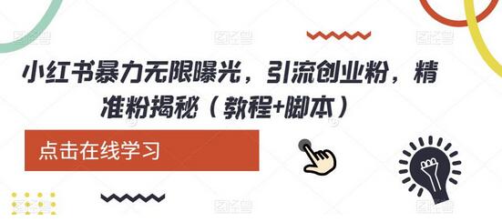 小红书无限曝光引流创业粉教程与脚本揭秘-无双副业
