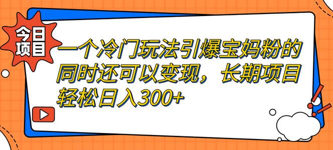 冷门玩法引爆宝妈粉并实现变现，轻松日入300+-无双副业