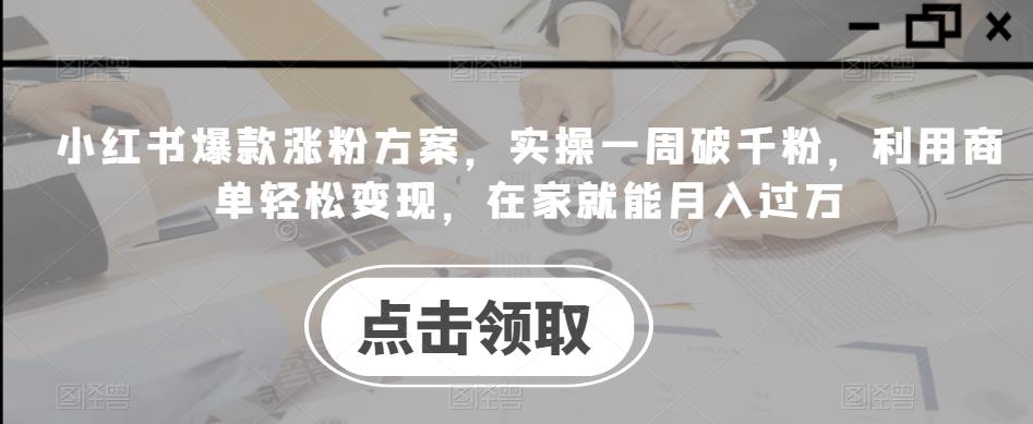 小红书涨粉变现方案，一周破千粉，轻松月入过万-无双副业
