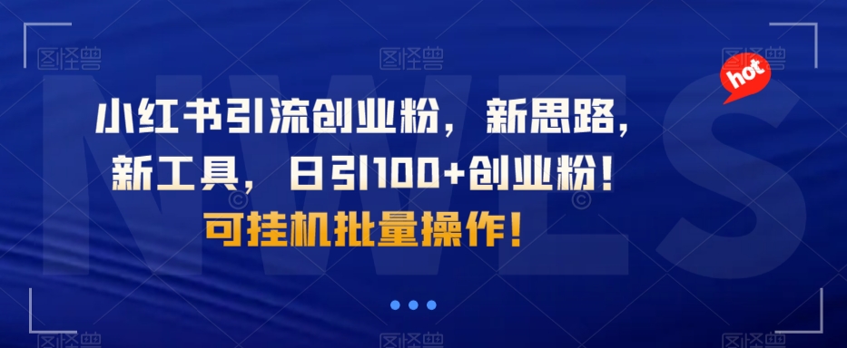 小红书引流创业粉新思路与工具，日引100+可挂机批量操作-无双副业