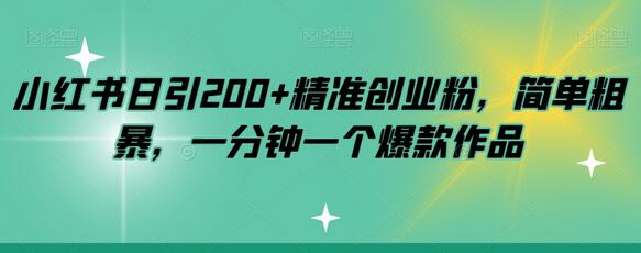 小红书日引200+精准创业粉，一分钟打造爆款作品-无双副业