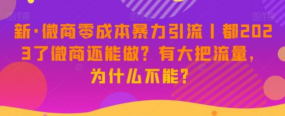 2023年微商零成本暴力引流项目解析-无双副业