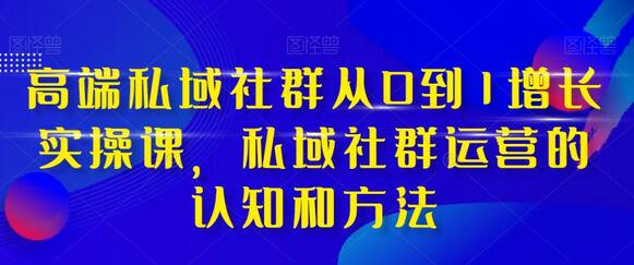 高端私域社群从0到1增长实操课，掌握社群运营核心方法-无双副业