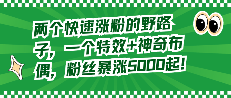快速涨粉的秘密武器：猪头特效与布偶玩具-无双副业