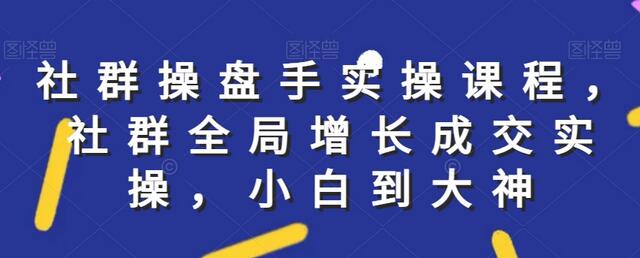 社群实操课程：从入门到精通，掌握全局增长与成交技巧-无双副业
