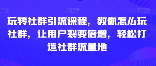 玩转社群引流课程，轻松打造用户裂变与流量池-无双副业