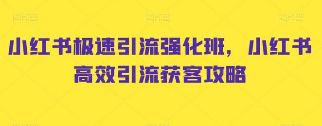 小红书极速引流强化班与高效获客攻略-无双副业