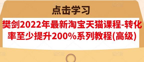 樊剑淘宝天猫课程：转化率提升200%高级教程-无双副业