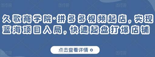 拼多多视频起店：蓝海项目入局与快速店铺起盘指南-无双副业