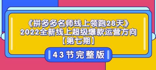 2022拼多多名师28天线上运营课程，43节超级爆款实战指南-无双副业