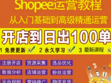 Shopee运营教程：从入门到精通，开店到日出100单全套课程-无双副业