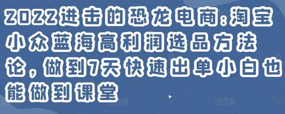 淘宝小众蓝海高利润选品方法论，7天快速出单技巧-无双副业