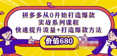 拼多多爆款打造实战课程：快速提升流量与爆款方法-无双副业