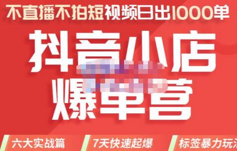 2022年抖音小店爆单营线上直播课，不直播不拍短视频，日出1000单-无双副业