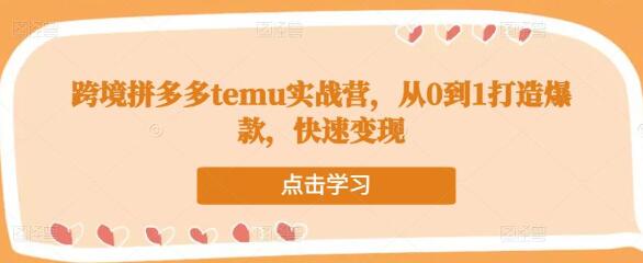 跨境拼多多temu实战营：从0到1打造爆款快速变现-无双副业