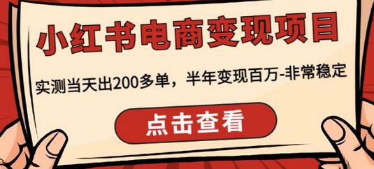 小红书电商变现项目实测，半年变现百万，稳定高效-无双副业