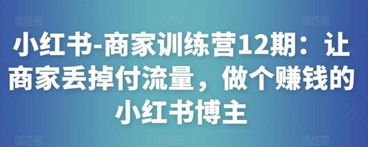 小红书商家训练营：打造赚钱博主，告别付费流量-无双副业