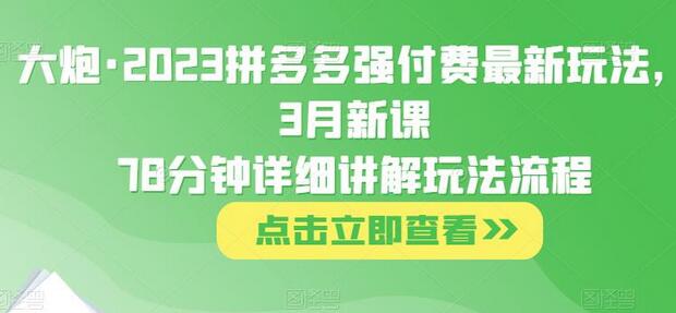 2023拼多多强付费玩法详解，3月新课78分钟全流程讲解-无双副业