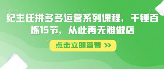纪主任拼多多运营系列课程，15节实战技巧助你轻松开店-无双副业