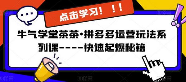 牛气学堂茶茶拼多多运营快速起爆秘籍-无双副业