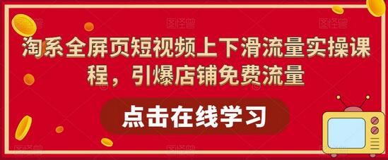 淘系全屏页短视频上下滑流量实操课程，引爆店铺免费流量-无双副业