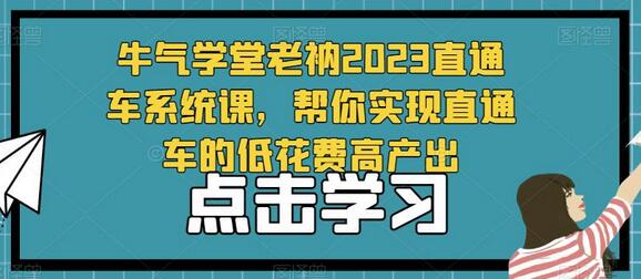 牛气学堂老衲2023直通车系统课，实现低花费高产出-无双副业