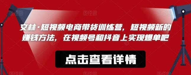 文林短视频电商训练营：视频号与抖音爆单新方法-无双副业