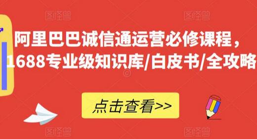阿里巴巴诚信通运营必修课程，1688专业级知识库与全攻略-无双副业