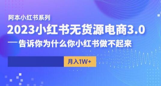 阿本小红书无货源电商3.0，揭秘小红书运营失败原因-无双副业
