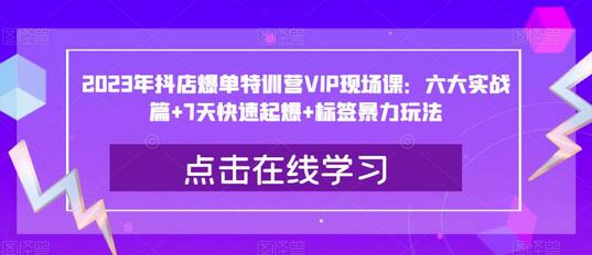 2023年抖店爆单特训营VIP现场课：实战技巧与快速起爆策略-无双副业