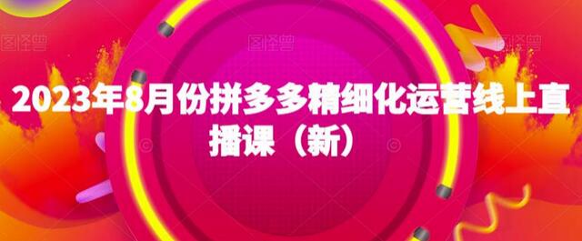 2023年拼多多精细化运营线上直播课-无双副业
