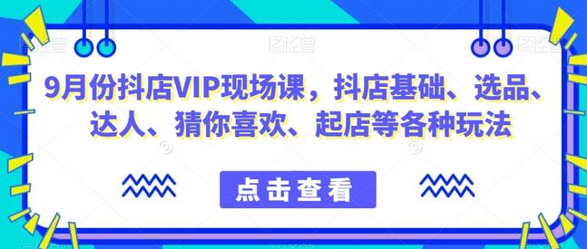 抖店VIP现场课：抖音小店基础、选品、达人、猜你喜欢、起店玩法全解析-无双副业