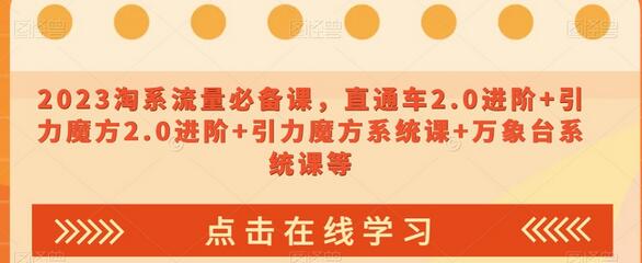 2023淘系流量必备课：直通车与引力魔方2.0进阶及系统课程-无双副业