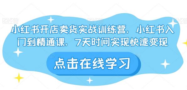 小红书开店卖货实战训练营，7天快速变现课程-无双副业