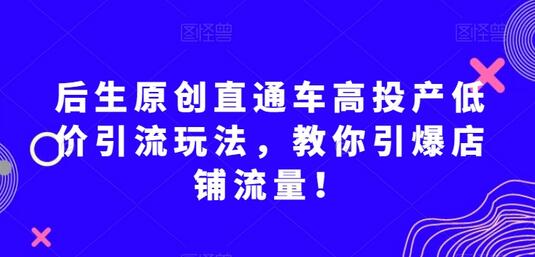 直通车高投产低价引流玩法，引爆店铺流量-无双副业